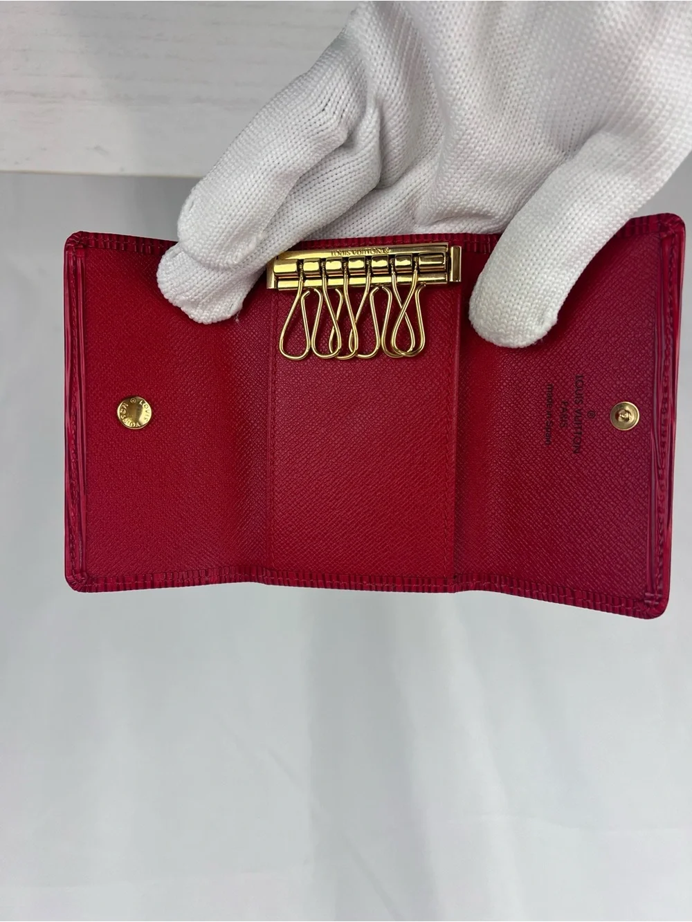 LOUIS VUITTON Red Epi Leather 6 Key Holder